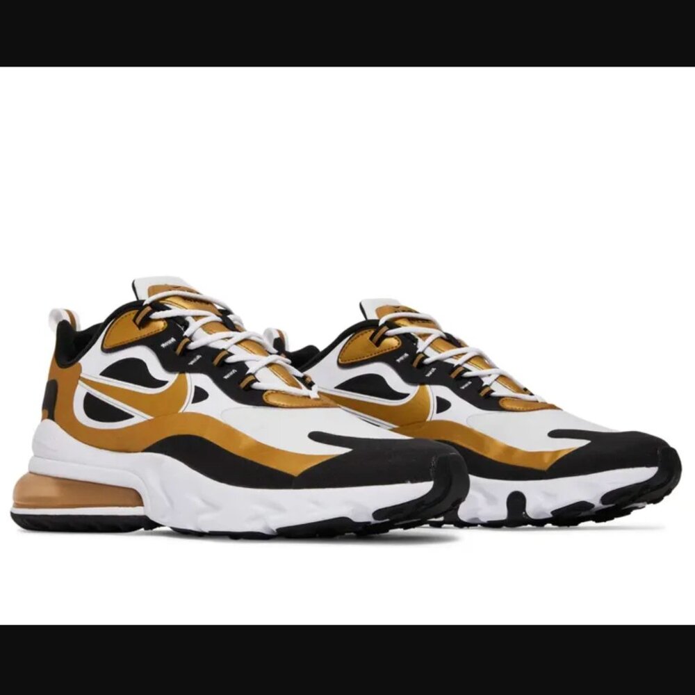 Nike Air Max 270 React White Metallic Gold Black CW7298-100 Men’s Size 10 NEW